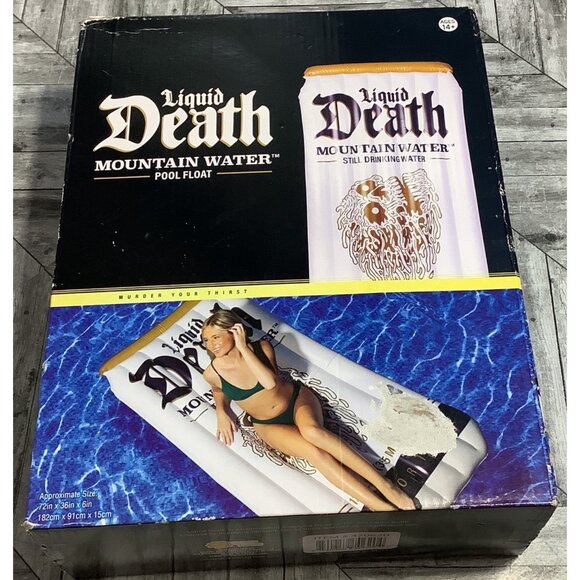 Liquid Death Mountain Water 6 Pool Float Inflatable 72" x 36" x 6" Lazy River - Picture 4 of 4